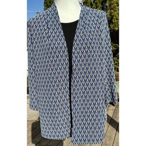 By Design Raised Dot Top 2 In 1 Blouse Women’s Med Blue 3/4 Sleeve Mosaic Office